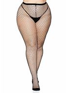 Pantyhose, fishnet, reinforced toes, plus size